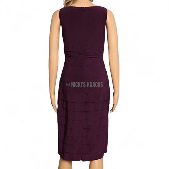 American Living Eggplant Tiered Ruffle V-Neck Sheath Cocktail Dress Size 4 - Picture 7 of 10